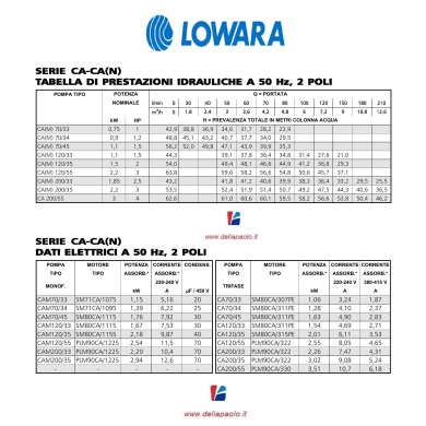 LOWARA CA 200/33/D BIGIRANTE KW 1.85 HP 2.5 TRIFAS